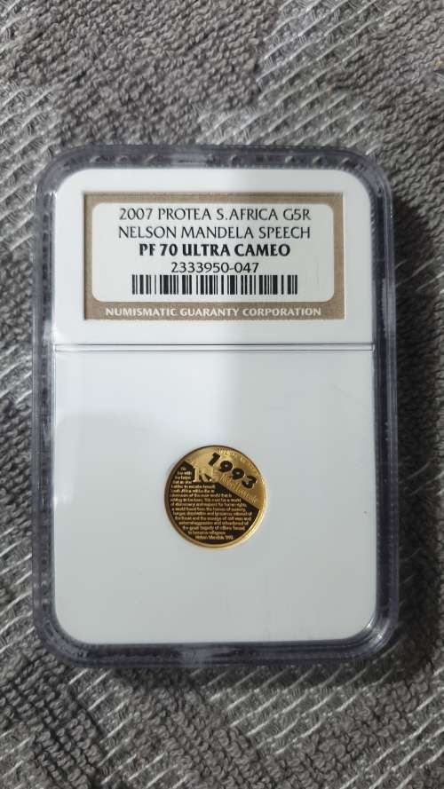 2007 MANDELA 1/10 OZ GOLD GRADED PF70 ULTRA CAMEO