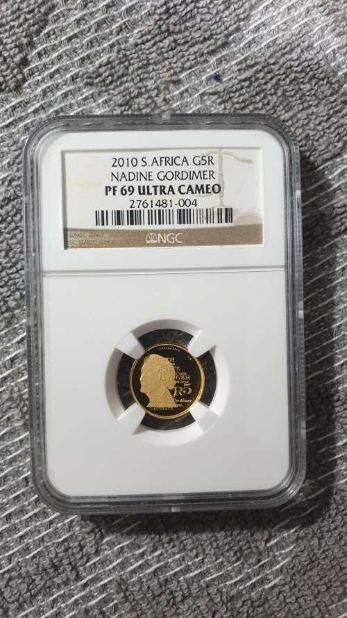 2010 NADINE GORDIMER 1/10 OZ GOLD GRADED NGC PF69 ULTRA CAMEO