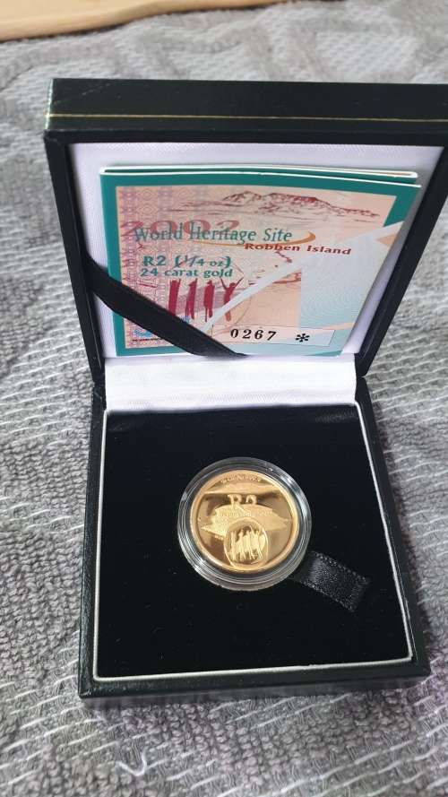 2002 ROBBEN ISLAND 1/4 OZ PROOF GOLD CERT: 267