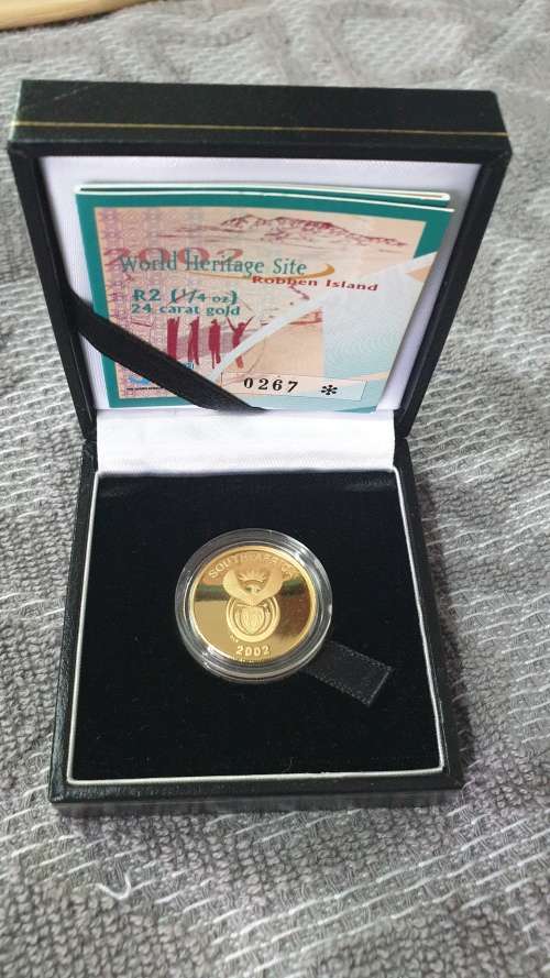 2002 ROBBEN ISLAND 1/4 OZ PROOF GOLD CERT: 267