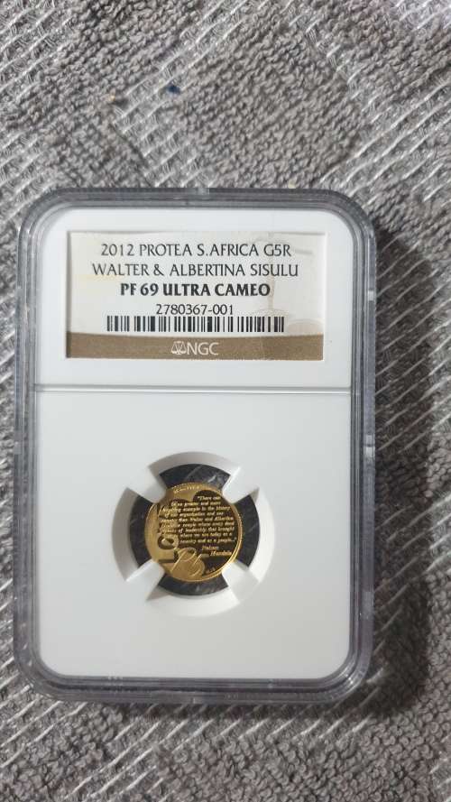 2012 SISULU 1/10 OZ GOLD GRADED  NGC PF69 ULTRA CAMEO