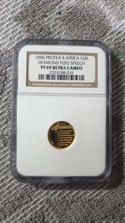 2006 DESMOND TUTU 1/10 OZ GOLD PROOF GRADED NGC PF69 ULTRA CAMEO