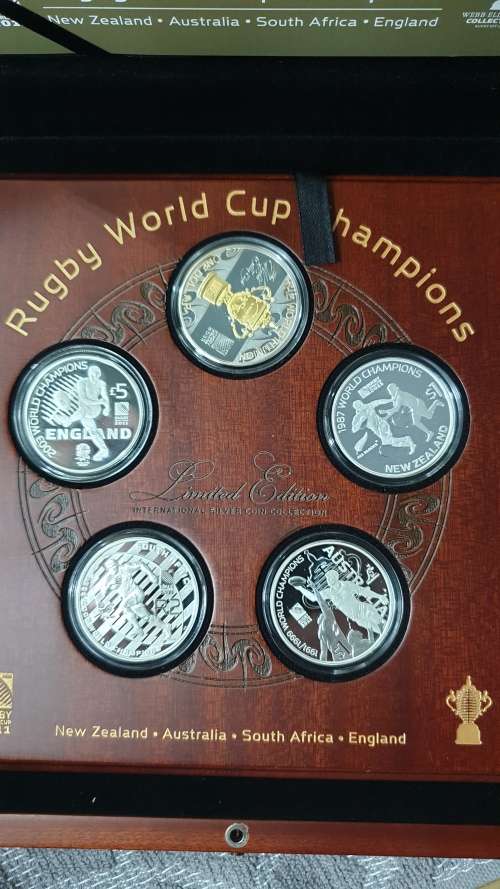 2011 RUGBY WORLD CUP R1 X 5 SILVER PROOF