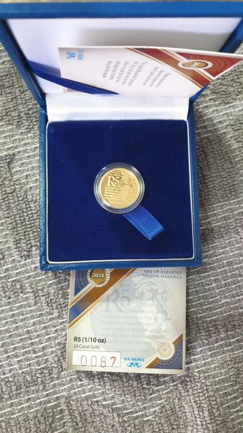 2015 MANDELA 1/OZ GOLD PROOF LIFE OF A LEGEND CERT.87
