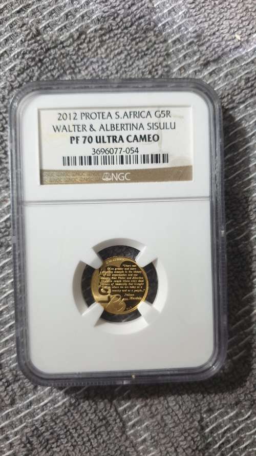 2012 WALTER AND ALBERTINA SISULU 1/10 OZ GOLD GRADED PF70(HIGHEST GRADE)