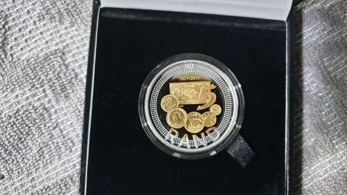 2011 SARB 90TH ANNIVERSARY 24 CARAT GOLD PLATED BI COLOR R5 CERT NO:4431