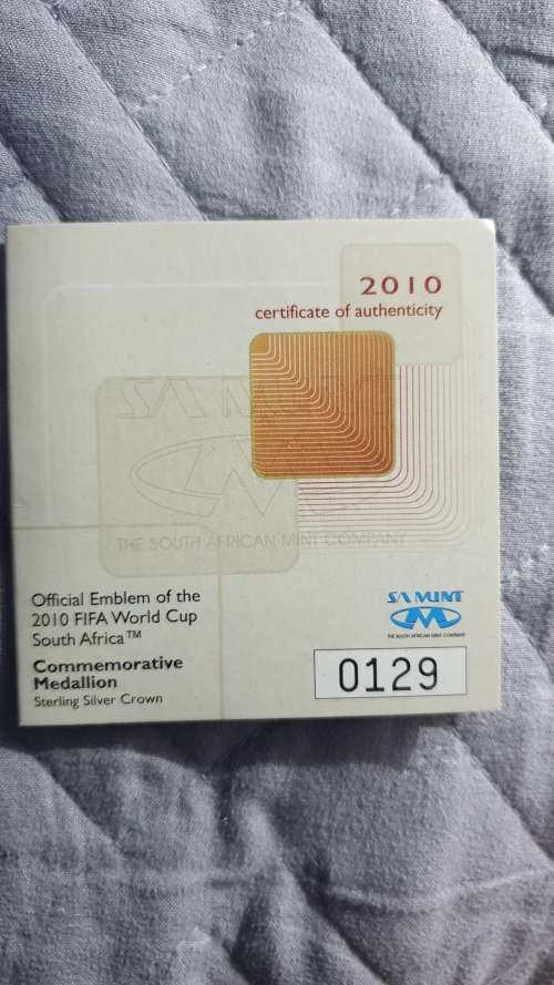 2010 SA MINT FIFA  EMBLEM COMMERATIVE STERLING SILVER MEDALLION  CERT 129