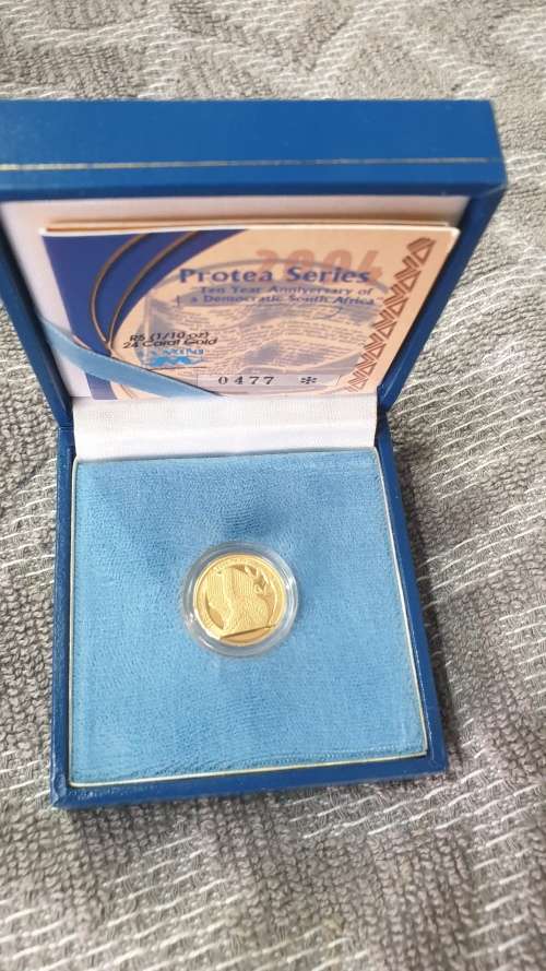 2004 TEN YEAR OF DEMOCRATIC SA 1/10 OZ PROOF R5 CERT 477