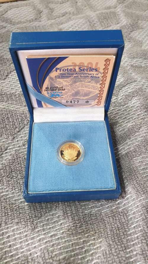2004 TEN YEAR OF DEMOCRATIC SA 1/10 OZ PROOF R5 CERT 477
