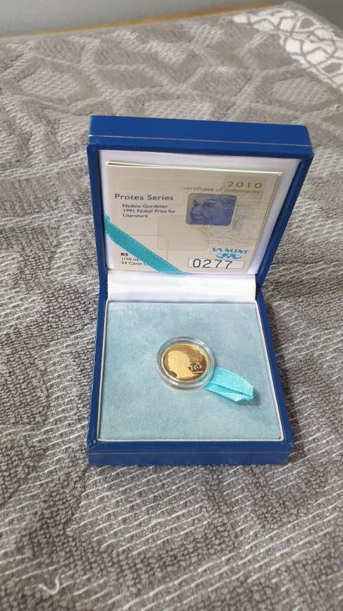 20010 NADINE GORDIMER PROOF 1/10 OZ GOLD CERT 277 MINTAGE 3000