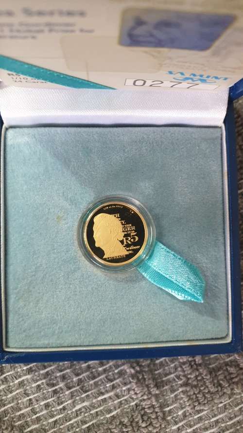 20010 NADINE GORDIMER PROOF 1/10 OZ GOLD CERT 277 MINTAGE 3000