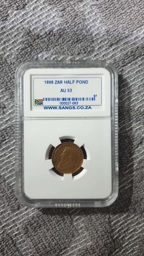 1896 ZAR 1 POND GRADED SANGS AU53