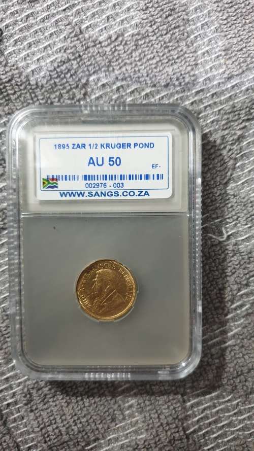 1895 ZAR HALF KRUGER POND GRADED SANGS AU50