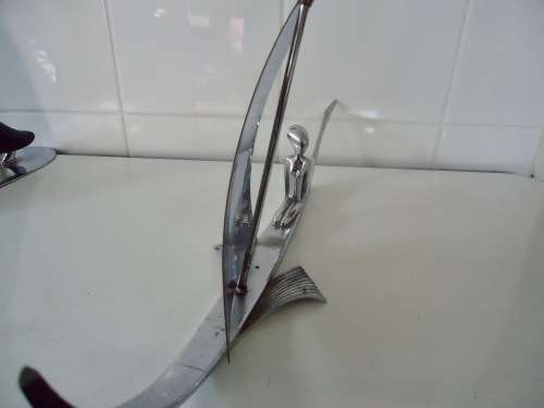 ART DECO HAGANAUER "LADY IN BOAT" METAL FIGURE - CIRCA 1930's AUSTRIA