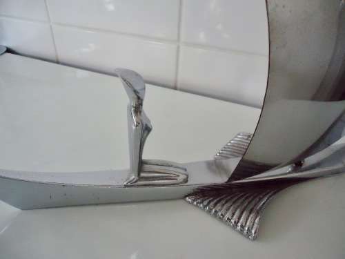 ART DECO HAGANAUER "LADY IN BOAT" METAL FIGURE - CIRCA 1930's AUSTRIA