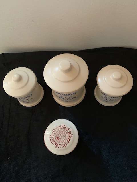 VINTAGE LONG CLAWSON BLUE STILTON CHEESE EMPTY JARS & LIDS X 4