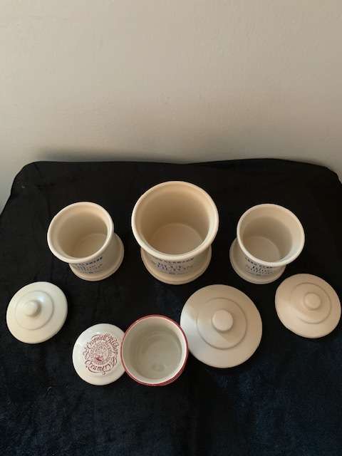 VINTAGE LONG CLAWSON BLUE STILTON CHEESE EMPTY JARS & LIDS X 4