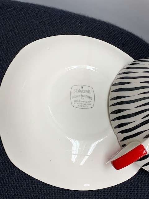 MIDWINTER ENGLAND ZAMBESI PATTERN DESIGNED BY JESSIE TAIT - CIRCA 1950s - 3 x SOUP BOUILLONS