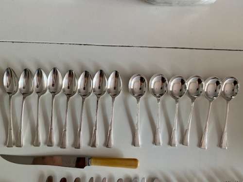 ART DECO STAMPED JAMES RYALS SHEFFIELD ENGLAND FULWOOD DESIGN 95 X PIECE CUTLERY SET - 1930