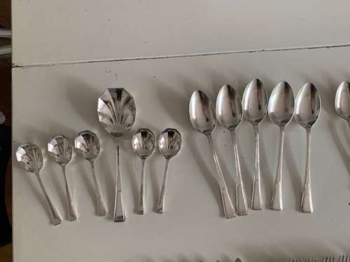 ART DECO STAMPED JAMES RYALS SHEFFIELD ENGLAND FULWOOD DESIGN 95 X PIECE CUTLERY SET - 1930