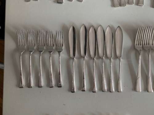ART DECO STAMPED JAMES RYALS SHEFFIELD ENGLAND FULWOOD DESIGN 95 X PIECE CUTLERY SET - 1930