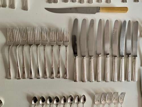 ART DECO STAMPED JAMES RYALS SHEFFIELD ENGLAND FULWOOD DESIGN 95 X PIECE CUTLERY SET - 1930