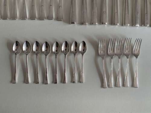 ART DECO STAMPED JAMES RYALS SHEFFIELD ENGLAND FULWOOD DESIGN 95 X PIECE CUTLERY SET - 1930