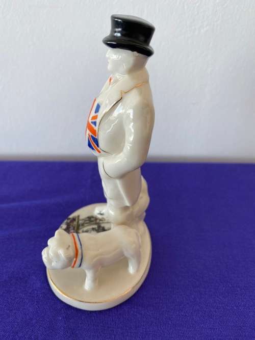 CARLTON CHINA WINSTON CHURCHILL & BULLDOG WITH UNION CRESTED CITY OF LIVERPOOL