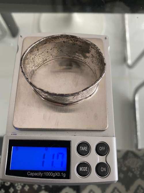 HALLMARK SILVER BIRMINGHAM 1920's MANICURE SET IN ORIGINAL CASE AND SERVIETTE RING 1908