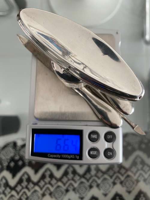 HALLMARK SILVER BIRMINGHAM 1920's MANICURE SET IN ORIGINAL CASE AND SERVIETTE RING 1908