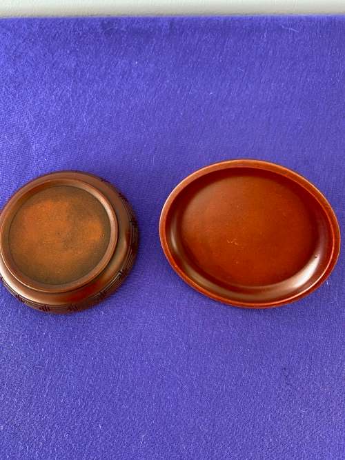 CHINESE FOO DOGS LIDDED TRINKET BOWL ADVERTISING SHIPPING COMPANY