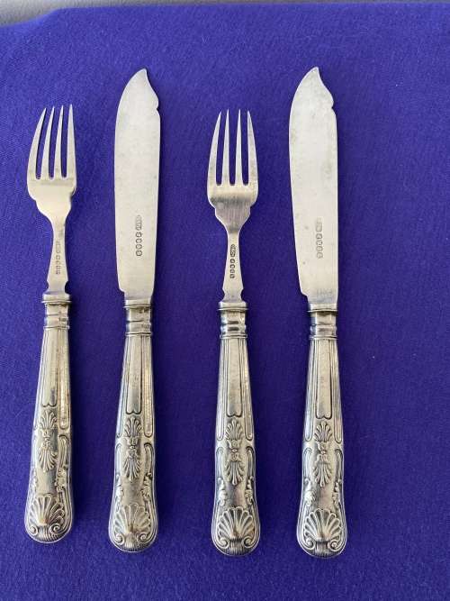 KINGS PATTERN FISH FORKS AND KNIVES