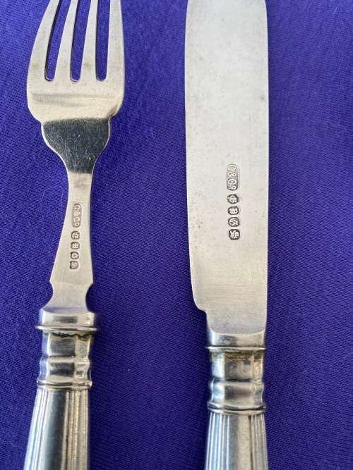 KINGS PATTERN FISH FORKS AND KNIVES