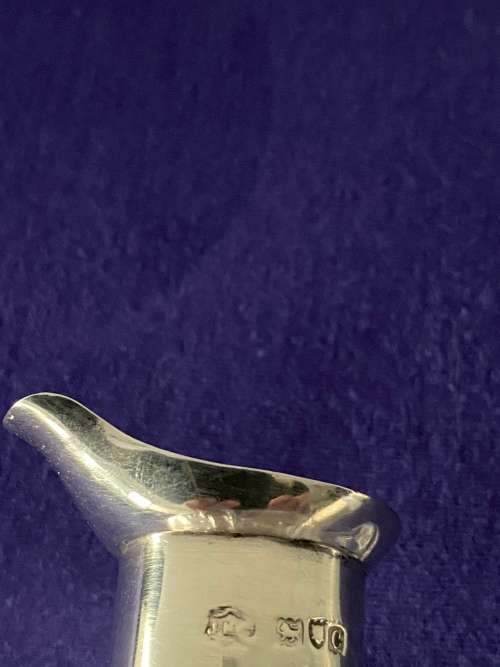 HALLMARK SILVER LONDON 1898 STAMPED SPOUT and COLLAR CRYSTAL JUG