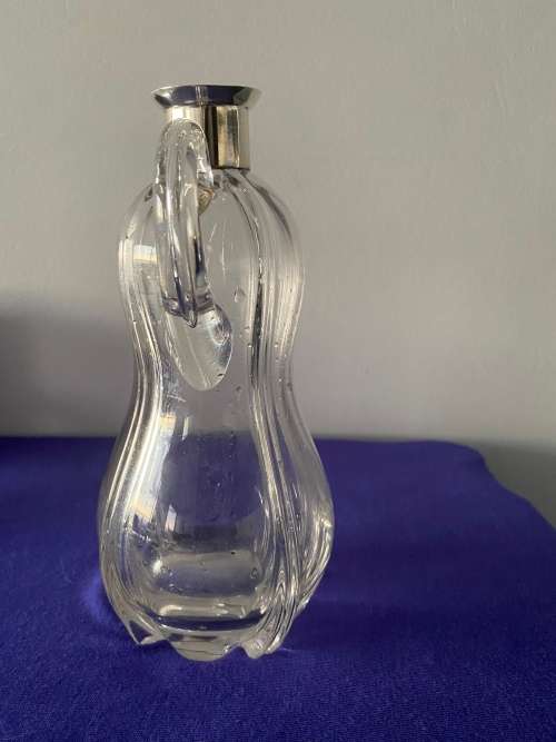 HALLMARK SILVER LONDON 1898 STAMPED SPOUT and COLLAR CRYSTAL JUG