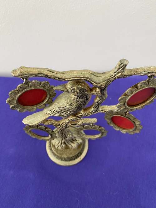 FAMILY TREE BIRD METAL STAND WITH 5 x HANGING FRAMES STAMPED SPAIN