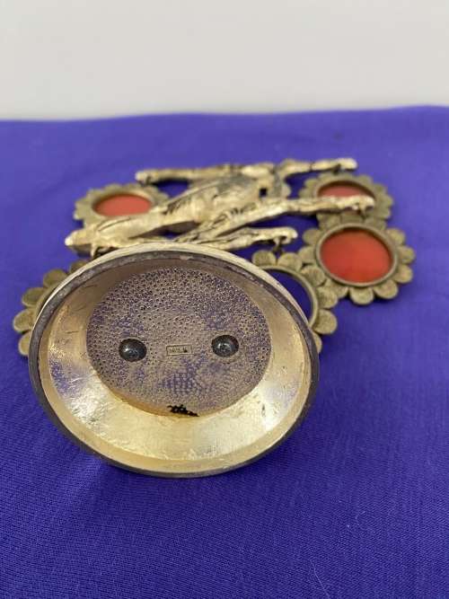 FAMILY TREE BIRD METAL STAND WITH 5 x HANGING FRAMES STAMPED SPAIN