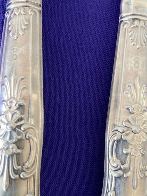 HALLMARK SILVER SHEFFIELD CIRCA 1920 HANDLED CARVING KNIFE AND FORK