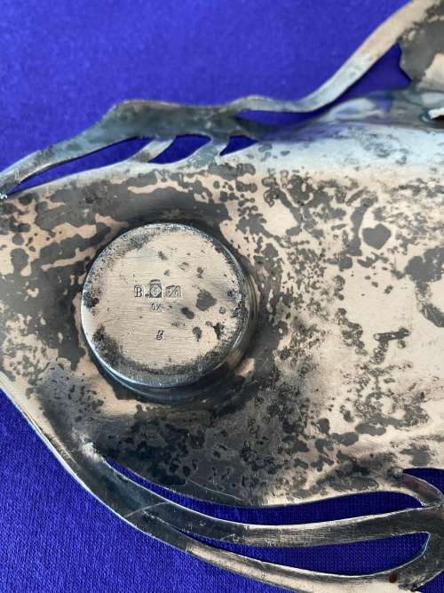 WMF GERMAN ART NOUVEAU INKWELL STAND MISSING GLASS LINERS