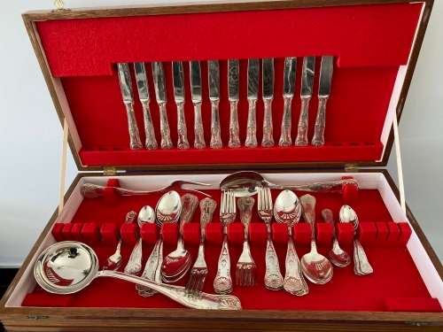 KINGS PATTERN SILVER PLATED CUTLERY SET X 50 PIECES