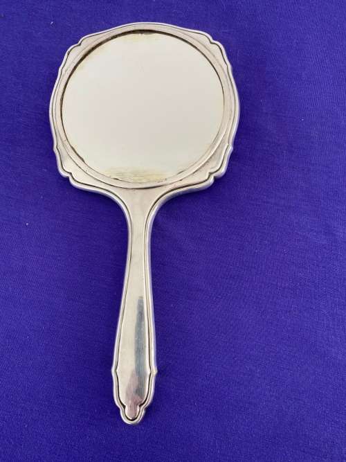 1950`s SILVER PLATED HAND MIRROR STAMPED