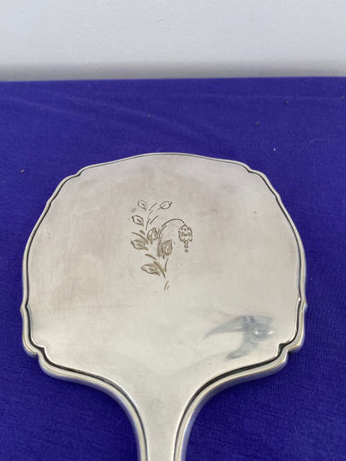 1950`s SILVER PLATED HAND MIRROR STAMPED