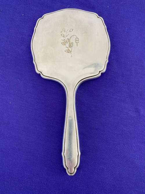 1950`s SILVER PLATED HAND MIRROR STAMPED
