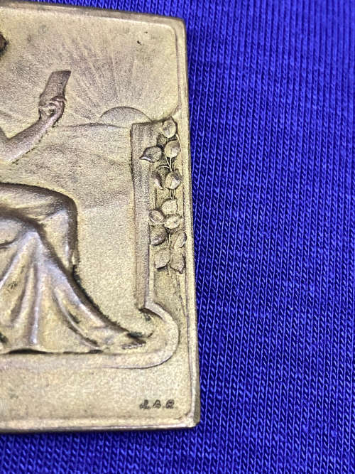 1907 BRONZED MEDAL FOR LADIES INDUSTRIAL SOCIETY UITENHAGE SIGNED J.A.R