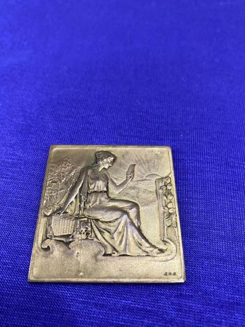 1907 BRONZED MEDAL FOR LADIES INDUSTRIAL SOCIETY UITENHAGE SIGNED J.A.R