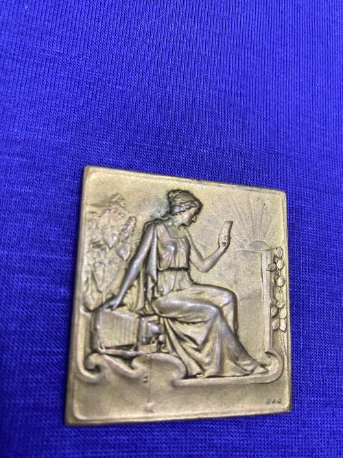 1907 BRONZED MEDAL FOR LADIES INDUSTRIAL SOCIETY UITENHAGE SIGNED J.A.R