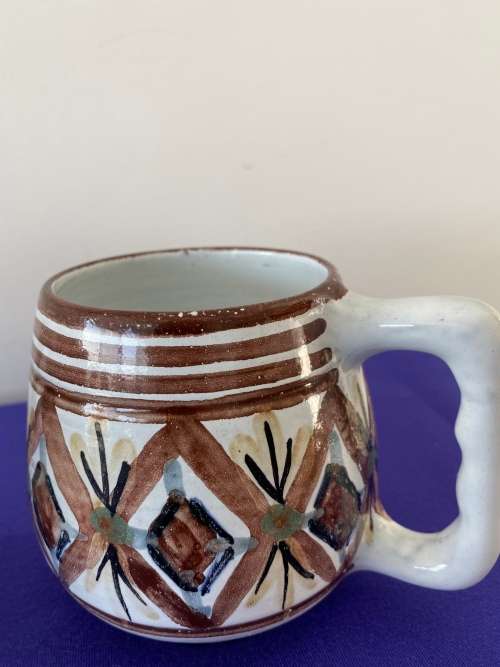 THE OLD JAR POTTERY SA TWO LARGE MUGS/JUGS STAMPED ON BASE AND ORIGINAL STICKER