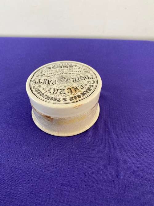 S MAW SON and SONS CHERRY TOOTHPASTE LONDON POT LID AND BASE CIRCA 1890