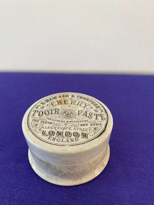 S MAW SON and SONS CHERRY TOOTHPASTE LONDON POT LID AND BASE CIRCA 1890