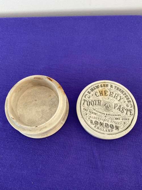S MAW SON and SONS CHERRY TOOTHPASTE LONDON POT LID AND BASE CIRCA 1890
